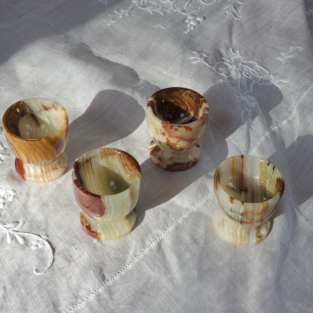 Set of Four Onyx Egg Cups
