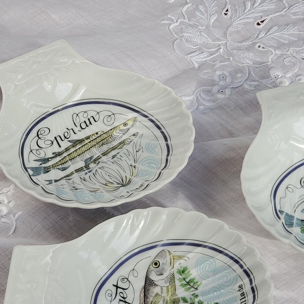 Set Of Three French Fish Shell Dishes