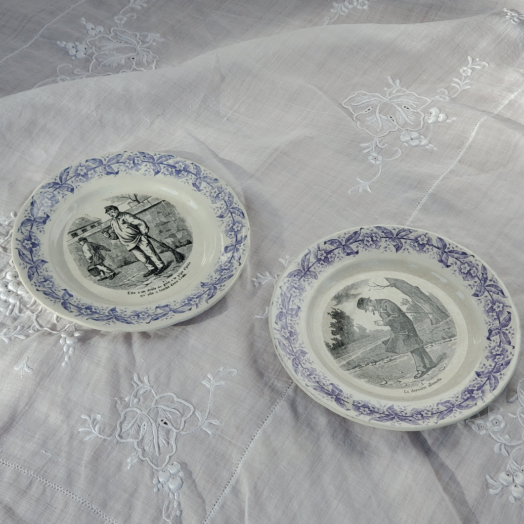 Pair Of French Purple Side Plates