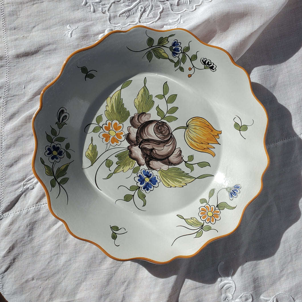 Antique Faience French Floral Plate