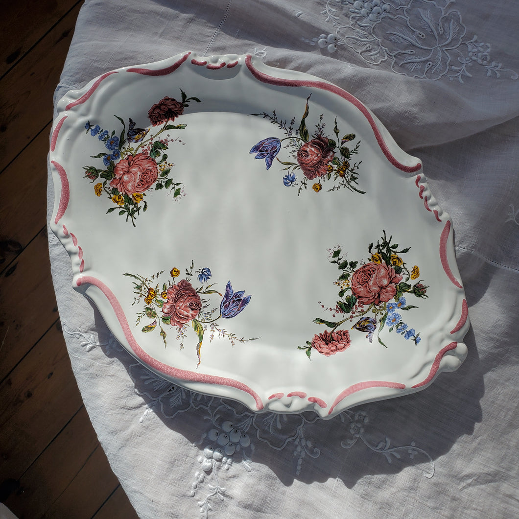 Large 18th Century French Pink Platter Plate
