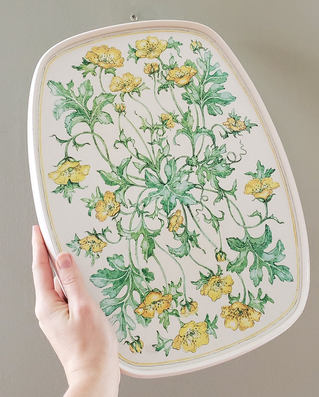 Yellow Floral Drinks Tray