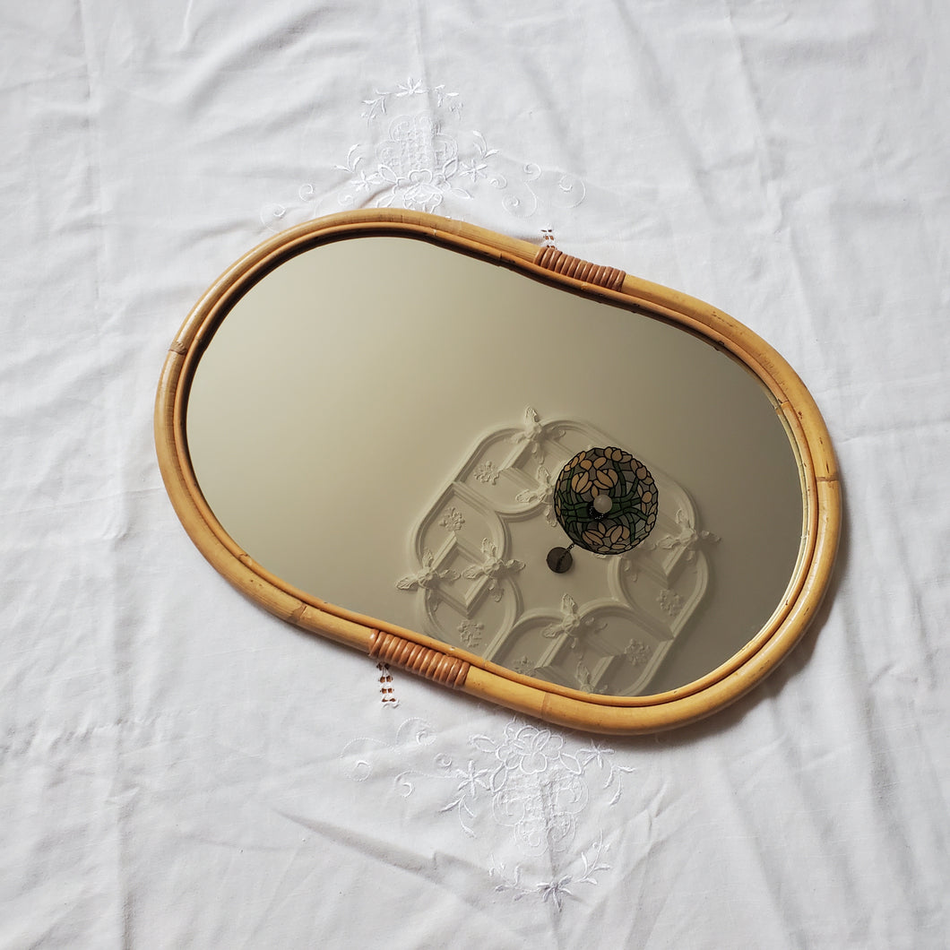 Vintage Bamboo Oval Mirror