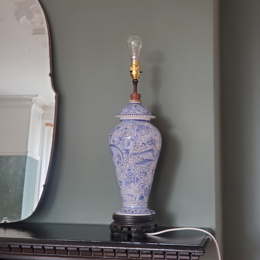 Blue Ceramic Oriental Style Lamp