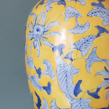 Load image into Gallery viewer, Yellow and Blue Oriental Floral Lamp

