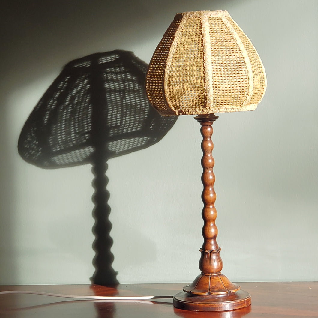 Large Wooden Bobbin Lamp