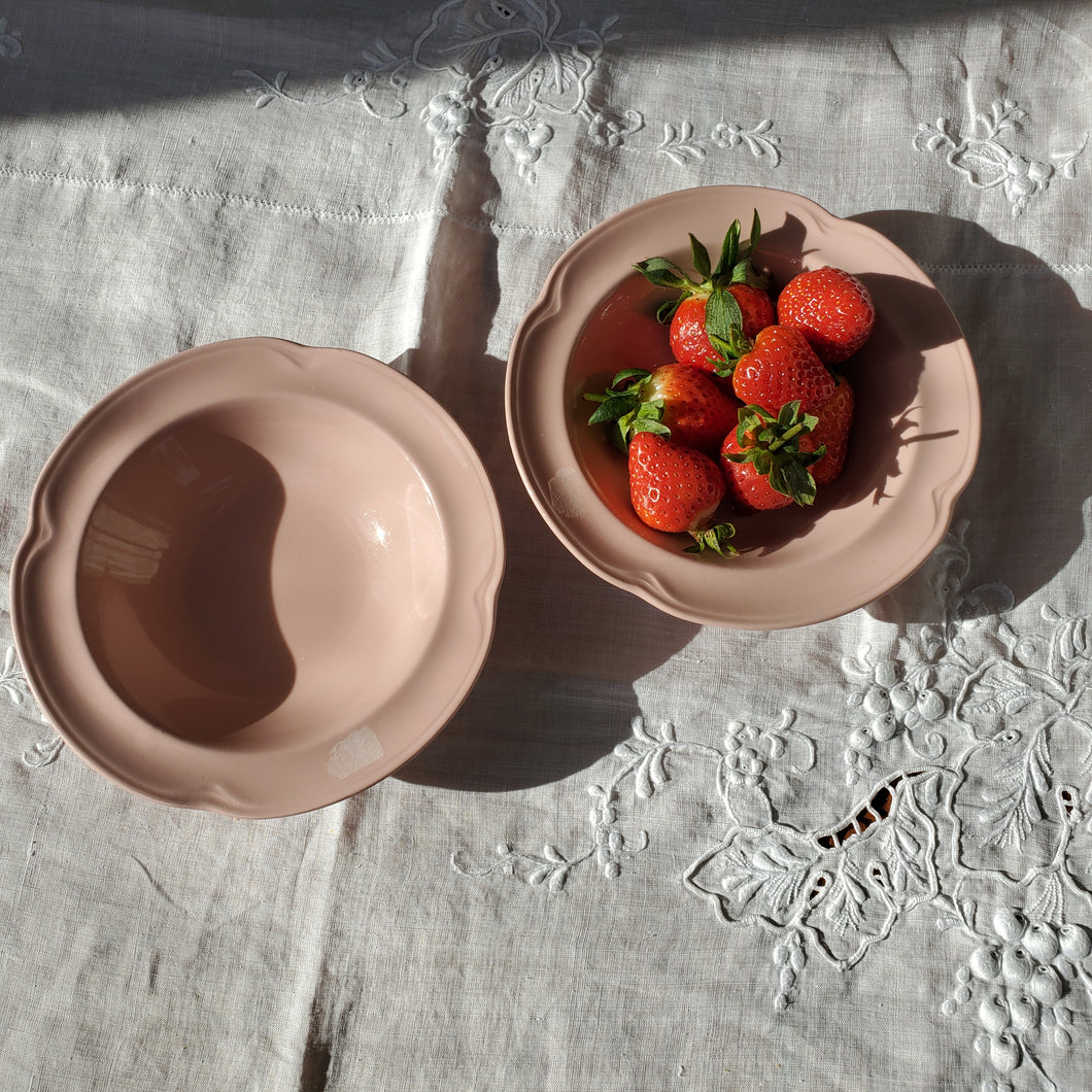Pair Of Pink Scalloped Bowls