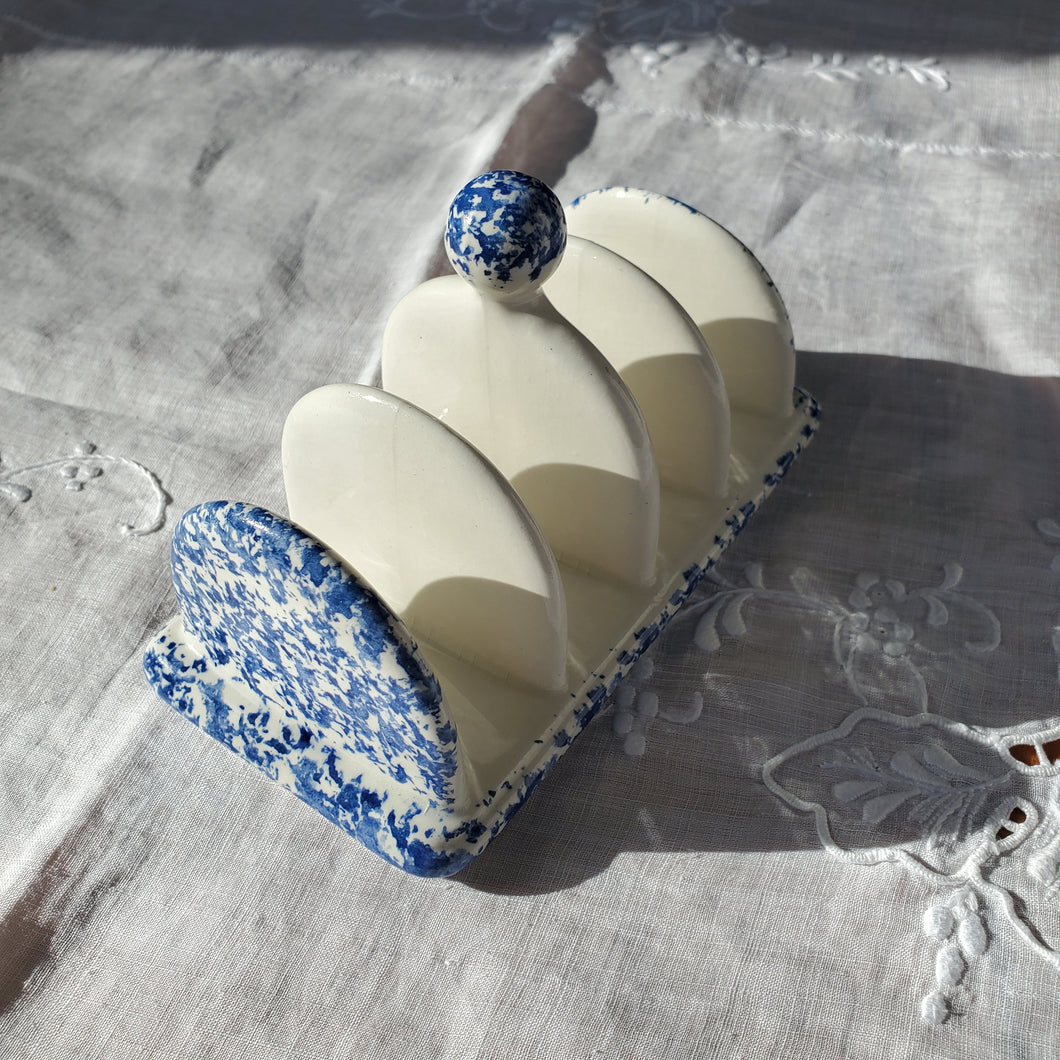 Blue and White Splatterware Toast Rack
