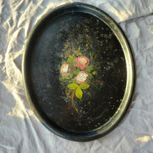 Load image into Gallery viewer, Large 19th Century Black Hand-painted Metal Serving Tray Dish
