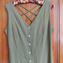 Load image into Gallery viewer, Olive Green Linen Button Down Midi Dress
