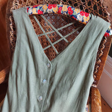 Load image into Gallery viewer, Olive Green Linen Button Down Midi Dress
