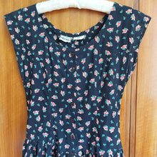 Load image into Gallery viewer, Black Cotton Floral Midi Dress

