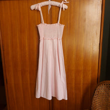 Load image into Gallery viewer, Pink Shirred Laura Ashley Tie Up Dress
