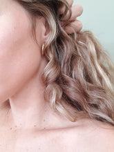 Load image into Gallery viewer, vintage gold hoops on woman
