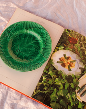 Load image into Gallery viewer, Vintage green leaf majolica leaf plate
