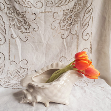 Load image into Gallery viewer,  Vintage white ceramic conch shell planter
