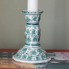 Load image into Gallery viewer, Blue Floral Ceramic Candlestick Holder
