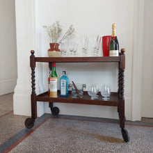 Load image into Gallery viewer, Antique 20th Century Twisted Barley Drinks Cocktail Trolley
