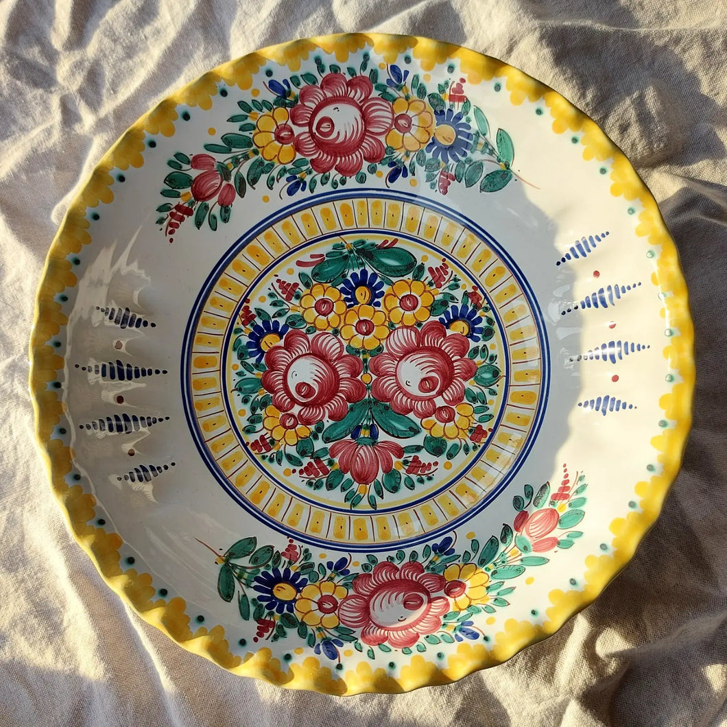 Large hand painted floral bowl