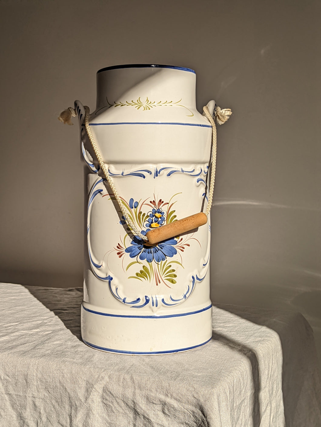 Large Ceramic French Floral Milk Can or Pot