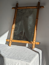 Load image into Gallery viewer, Antique French Distressed Bamboo Mirror
