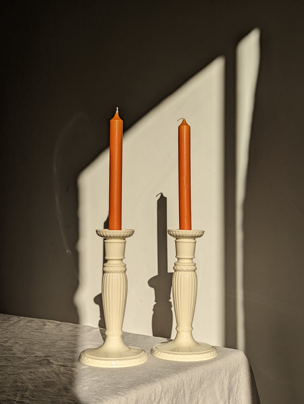 Pair of ceramic Wedgewood candlestick holders