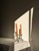 Load image into Gallery viewer, Pair of glass candlestick holders

