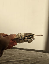 Load image into Gallery viewer, A heavy silver oyster dish with spoon
