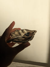 Load image into Gallery viewer, A heavy silver oyster dish with spoon
