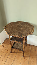 Load image into Gallery viewer, Antique Victorian 3 tier bamboo side table with octagonal table top
