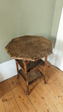 Load image into Gallery viewer, Antique Victorian 3 tier bamboo side table with octagonal table top
