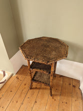 Load image into Gallery viewer, Antique Victorian 3 tier bamboo side table with octagonal table top
