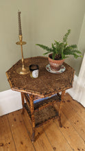 Load image into Gallery viewer, Antique Victorian 3 tier bamboo side table with octagonal table top
