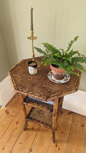 Load image into Gallery viewer, Antique Victorian 3 tier bamboo side table with octagonal table top
