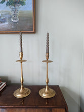 Load image into Gallery viewer, tall brass candlestick holders
