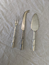 Load image into Gallery viewer, Set of three silver bamboo cheese knives
