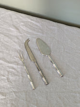 Load image into Gallery viewer, Set of three silver bamboo cheese knives
