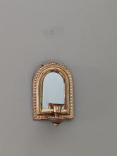 Load image into Gallery viewer, Pair of small mirrored brass wall sconces

