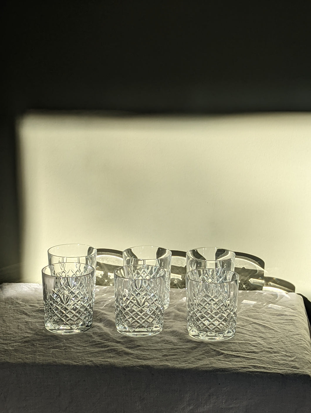 Set of six crystal tumblers