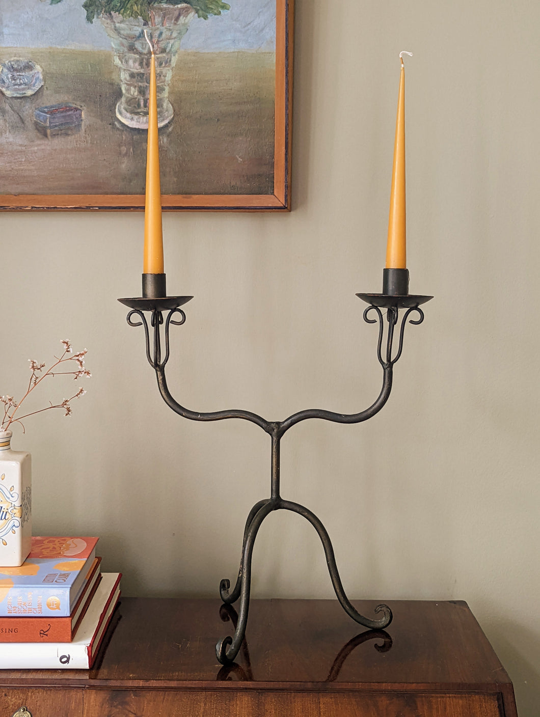 Black metal candleabra