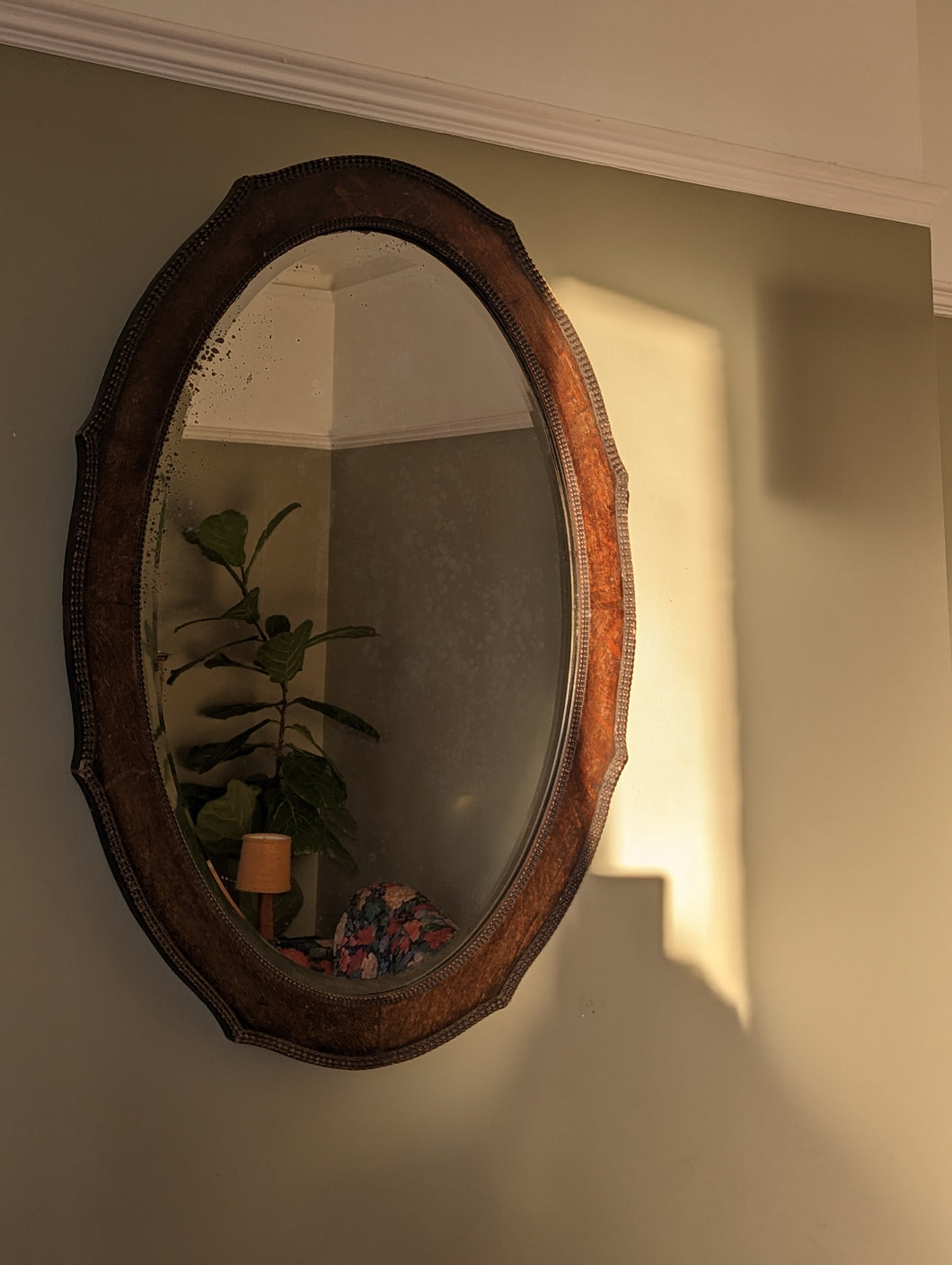 wooden beveled mirror