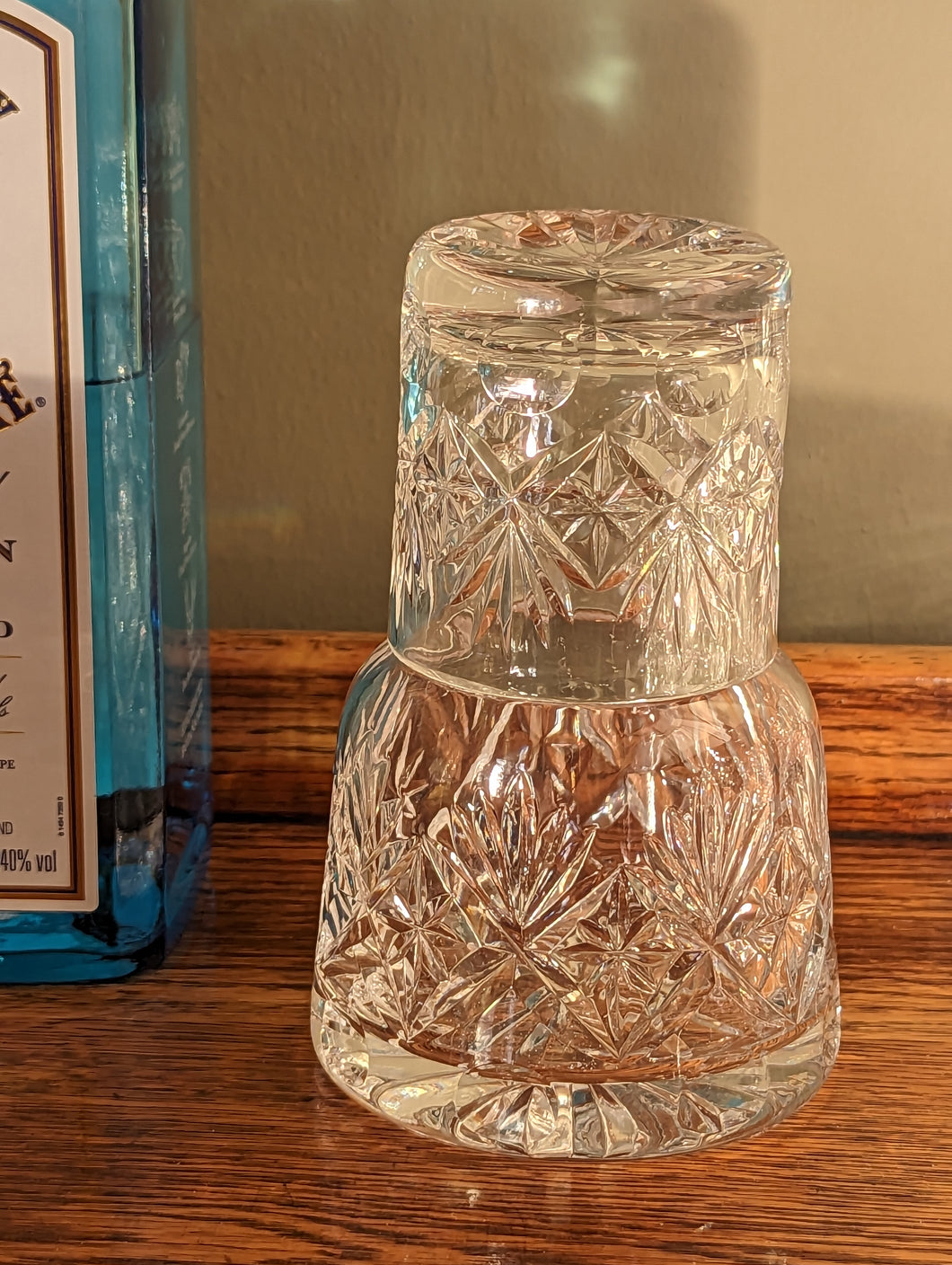 antique crystal carafe and tumbler 