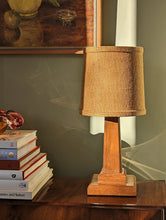 Load image into Gallery viewer, Mid Century Teak Table Lamp and Rattan Shade
