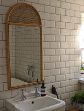 Load image into Gallery viewer, cane mirror in bathroom
