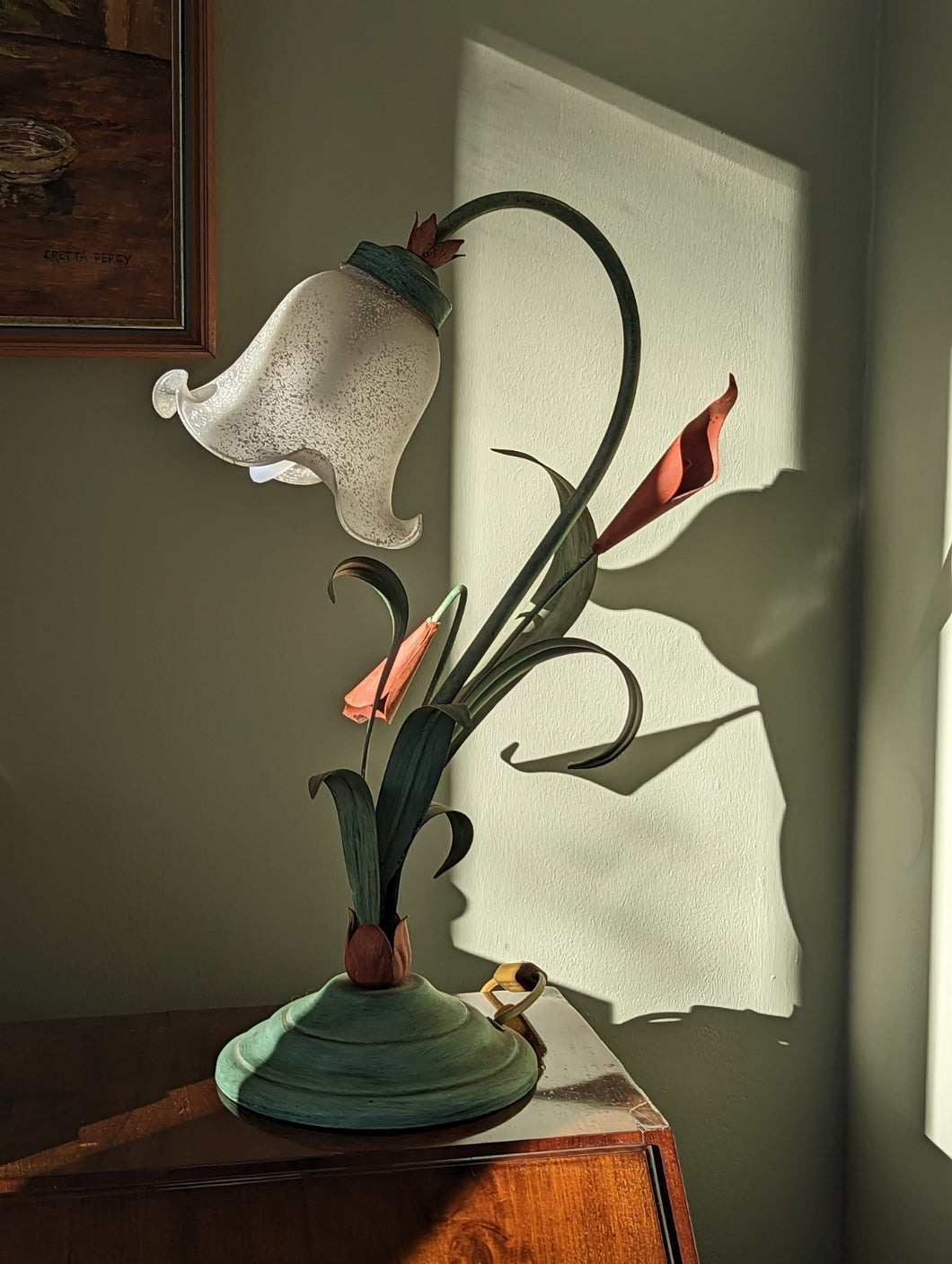 tole floral table lamp
