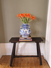 Load image into Gallery viewer, blue and white oriental trophy style vase
