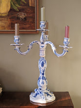 Load image into Gallery viewer, blue and white candleabra
