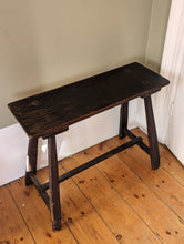Load image into Gallery viewer, 19th Century Antique Rustic Pitch Pine Painted Bench Stool
