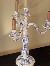 Load image into Gallery viewer, blue and white candleabra
