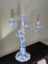 Load image into Gallery viewer, blue and white candleabra
